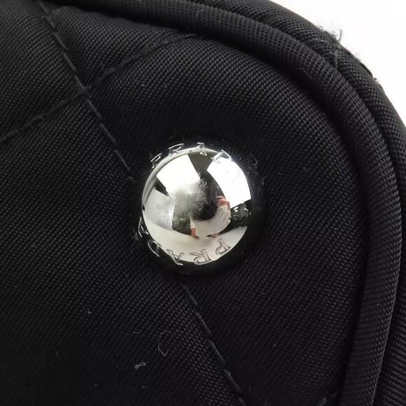 Auth PRADA Quilting Chain Shoulder Bag Black Nylon/Silvertone - Picture 5 of 14